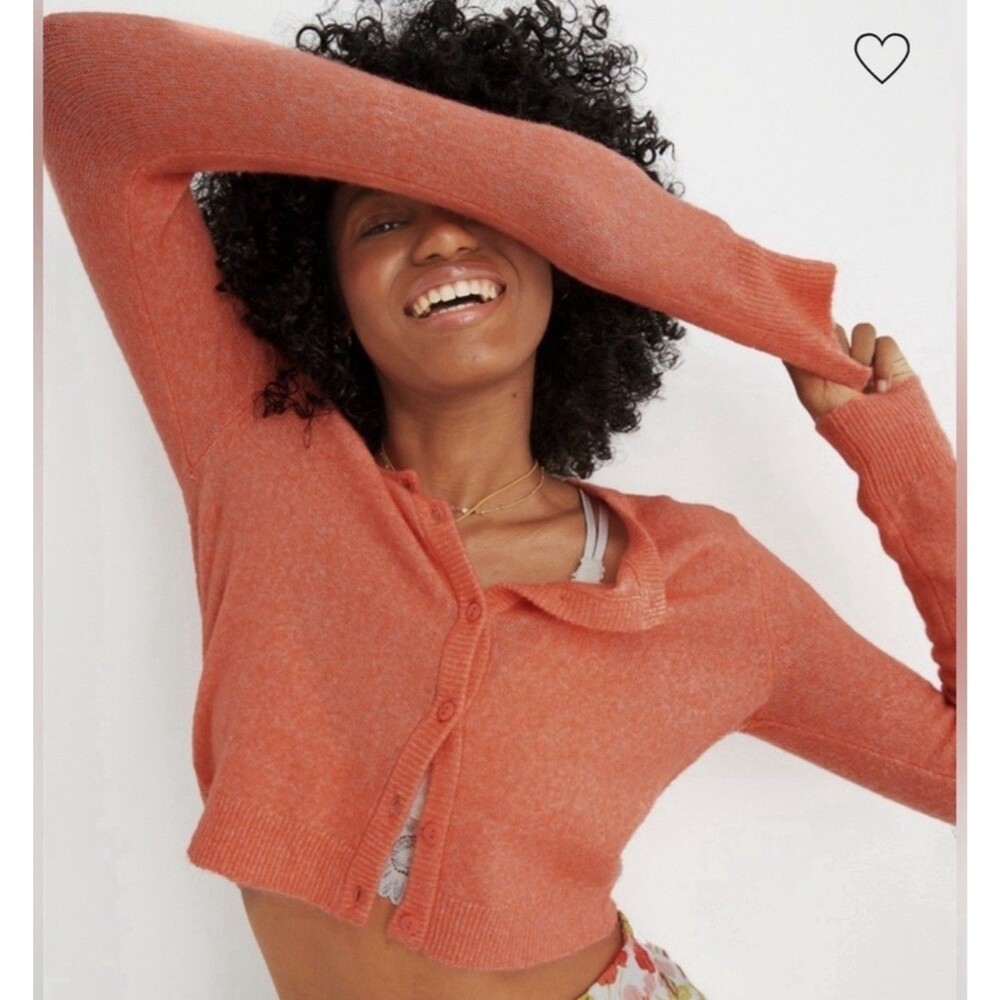 AERIE Campus Cool Plush Orange Button Front Cardigan Sweater Women’s XL
